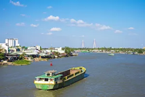 Can Tho Prints: The city of Can Tho on the Can Tho river, a branch of the Mekong River, and the Can