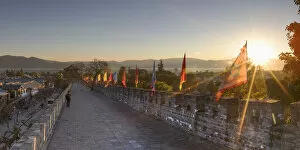 Images Dated 14th February 2017: City Wall at dawn, Dali, Yunnan, China