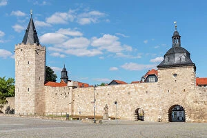 Images Dated 23rd May 2023: City wall with Frauentor gate, Muhlhausen, Thuringia, Germany