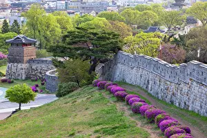 City Walls Prints: City walls and Seobukgongsimdon Tower of Hwaseong Fortress (UNESCO World Heritage Site)