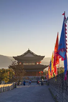 Dali Gallery: City Walls and South Gate at dawn, Dali, Yunnan, China