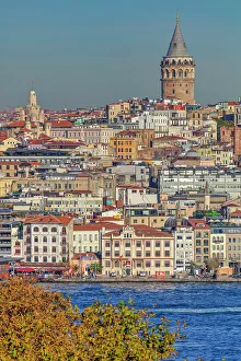 View From Above Prints: Cityscape with Galata Tower, Istanbul, Turkey