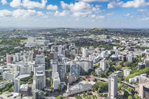 Cityscape looking southward from Sky Tower, with Mt Eden summit in the background