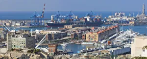 View From Above Prints: Cityscape from Spaniata Castelletto, Genoa, Liguria, Italy
