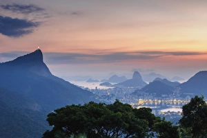 Cityscape from Vista Chinesa at dawn, Rio de Janeiro, Brazil