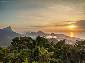 Cityscape from Vista Chinesa at sunrise, Rio de Janeiro, Brazil