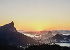 Cityscape from Vista Chinesa at sunrise, Rio de Janeiro, Brazil