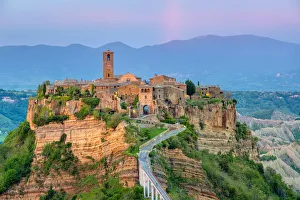 Bagnoregio Prints: Civita di Bagnoregio at sunset, Bagnoregio, Lazio, Italy, Europe