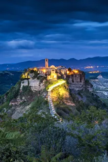 Civita Di Bagnoregio Prints: Civita di Bagnoregio at Twilight, Lazio, Italy