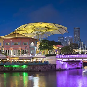 Entertainment District Prints: Clarke Quay and Singapore River at dusk, Singapore