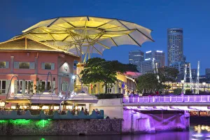 Entertainment District Prints: Clarke Quay and Singapore River at dusk, Singapore