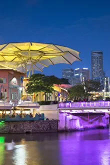 Entertainment District Prints: Clarke Quay and Singapore River at dusk, Singapore