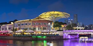 Entertainment District Prints: Clarke Quay and Singapore River at dusk, Singapore