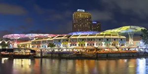 Entertainment District Prints: Clarke Quay and Singapore River at dusk, Singapore