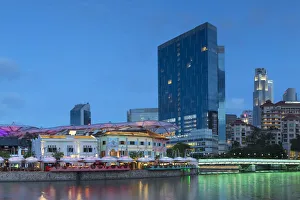 Entertainment District Prints: Clarke Quay and Singapore River at dusk, Singapore