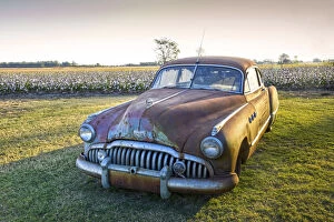 Images Dated 10th January 2017: Clarksdale, Mississippi, Cotton Field, Vintage Buick Super (1950)