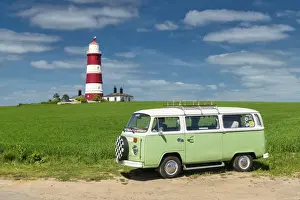 Volkswagon Prints: Classic 1979 VW Motorcaravan, Happisburgh Lighthouse, Norfolk, England