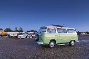 Volkswagon Prints: Classic 1979 VW Motorcaravan at Twilight, Brancaster Staithe, Norfolk, England