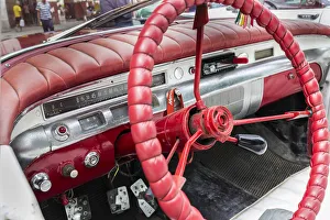 Vehicles Prints: Classic American car in old Havana, Havana Province, Cuba