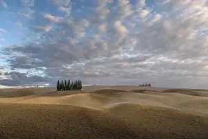 Montalcino Prints: The classic Tuscany landscape during a cloudy autumn sunuset