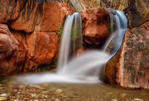Fresh Water Prints: Clear Creek canyon waterfall (Mile 85), Grand Canyon National Park, Arizona, USA