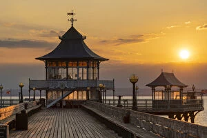 Images Dated 8th December 2021: Clevedon Pier at sunset, Clevedon, Somerset, England. Summer (July) 2019