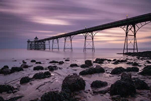 Images Dated 1st May 2020: Clevedon Pier at sunset, Clevedon, Somerset, England