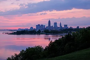 West Virginia Prints: Cleveland skyline and Lake Erie, Ohio, USA