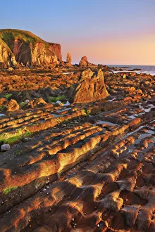 Kingsbridge Prints: Cliff landscape at Bantham Bay - United Kingdom, England, Devon, Kingsbridge, Bantham Bay