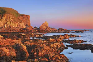 Kingsbridge Prints: Cliff landscape at Bantham Bay - United Kingdom, England, Devon, Kingsbridge, Bantham Bay