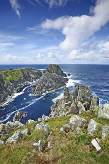 Cumulonimbus Cloud Collection: Cliff landscape at Malin Head - Ireland, Donegal, Inishowen, Malin Head