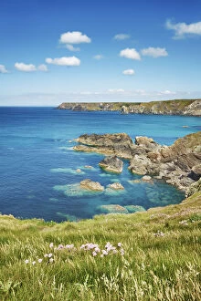 Cumulonimbus Cloud Collection: Cliff landscape near Pentreath Beach - United Kingdom, England, Cornwall, Lizard