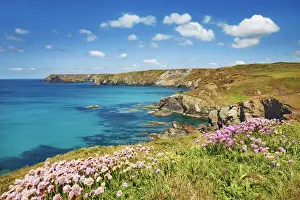 Cliff landscape near Pentreath Beach - United Kingdom, England, Cornwall, Lizard