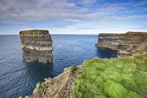 Rock Cliff Prints: Cliff landscape with rock tower - Ireland, Mayo, Ballycastle, Downpatrick Head