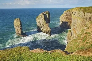 Rock Cliff Prints: Cliff landscape at Stack Rocks - United Kingdom, Wales, Pembrokeshire, Pembroke, Merrion