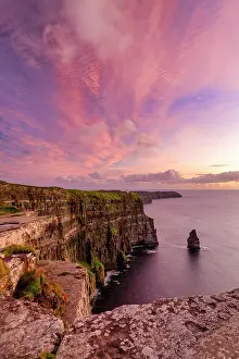 County Clare Prints: Cliffs of Moher at Sunset, County Clare, Ireland