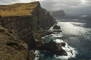 High Altitude Prints: The cliffs on the west coast of Suðuroy seen from Eggjarnar. Suðuroy, Faroe Islands