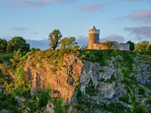 Avon Gorge Prints: Clifton Observatory at sunset, Bristol, England, United Kingdom