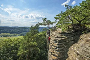 Mountaineer Prints: Climbers on rock formations near Berdorf, Müllerthal, Kanton Echternach