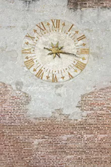 Images Dated 22nd April 2021: The clock of the Rocca Sanvitale (Sanvitale Castle), a medieval fortress in the centre of