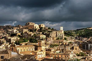 Old House Prints: Clock tower from castle of Modica. Europe, Italy, Sicily, Modica, Ragusa district