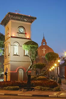 Clock tower and Christ Church, Melaka, Malaysia