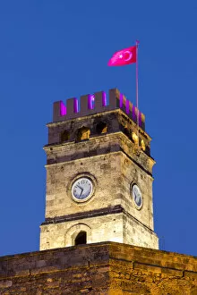 Turkish Collection: Clock Tower at Dusk, Antalya, Turkey