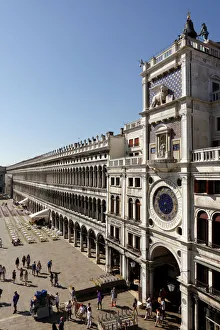 Clock Tower and Procuratie Vecchie, St. Marks Square, Venice, Veneto, Italy, Europe