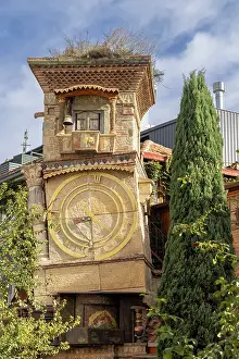 Leaning Prints: Clock tower, Puppet theatre dedicated to Rezo Gabriadze, Tbilisi, Georgia