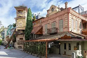 Leaning Prints: Clock tower, Puppet theatre dedicated to Rezo Gabriadze, Tbilisi, Georgia