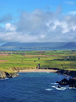 Dun Chaoin Prints: Clogher Strand Beach, elevated view, Dingle Peninsula, County Kerry, Ireland