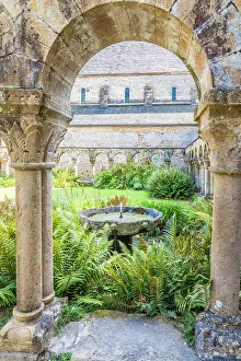 Fountain Prints: Cloister of the Abbaye de Daoulas in Daoulas, Finistere, Brittany, France