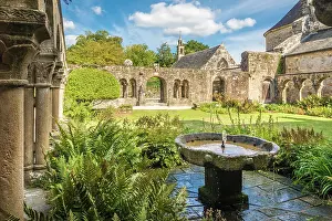 Cloister Prints: Cloister of the Abbaye de Daoulas in Daoulas, Finistere, Brittany, France