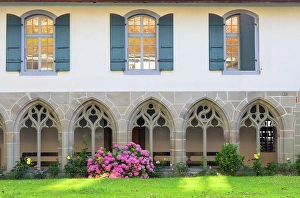 Interlaken Prints: Cloister of monastery at Interlaken Castle, Interlaken, Switzerland